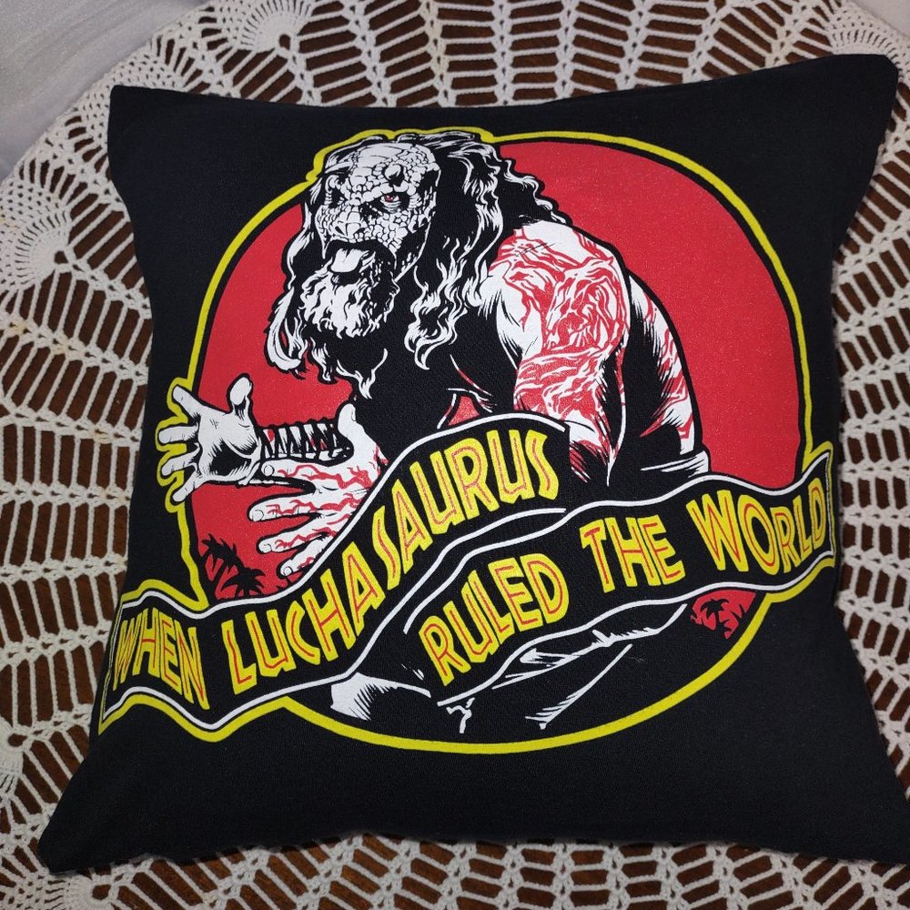 Rag Frog Revival throw pillow cover Up-cycled from a T-shirt size 12"x12"